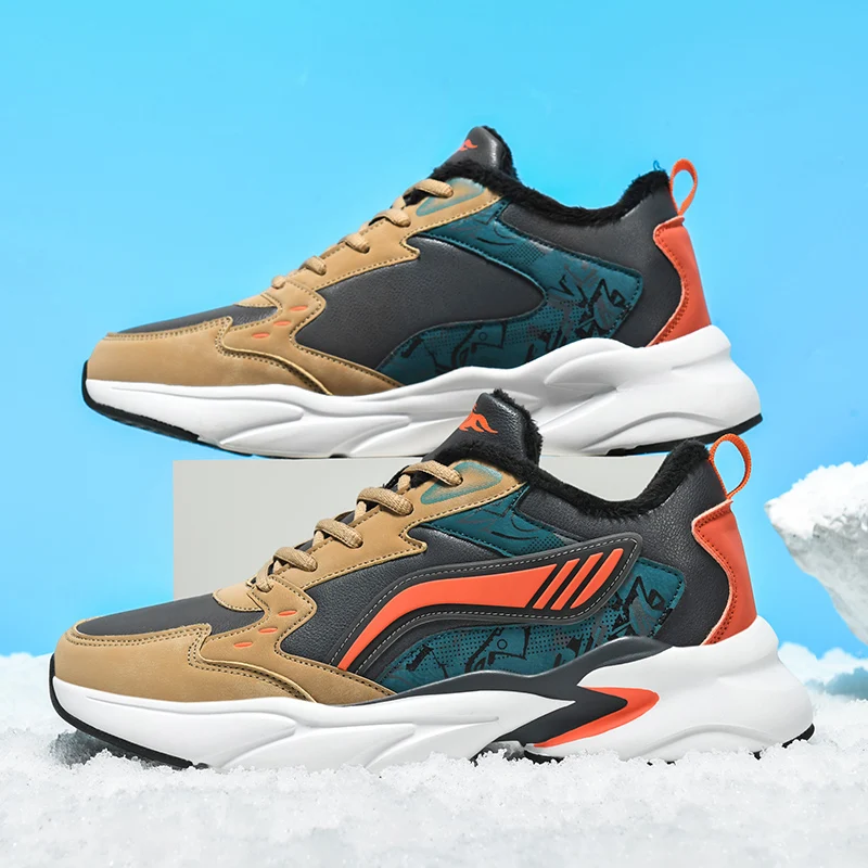 

Men's thicken winter warmth casual outdoor fleece-lined sneakers soft-sole speed running shoes fashion comfortable cotton shoes