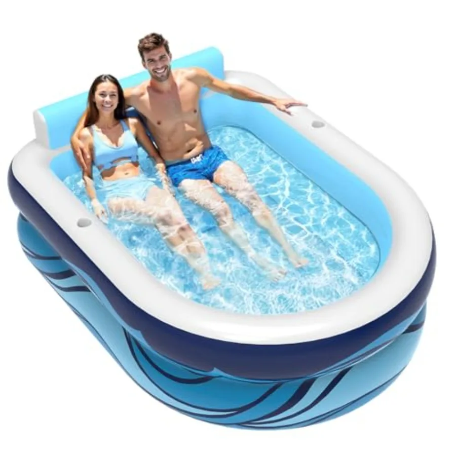 Inflatable Pool for Adults and with Seats and Cup Holders, Large Thickened Design for Toddlers, Outdoor Summer Use, Water Party