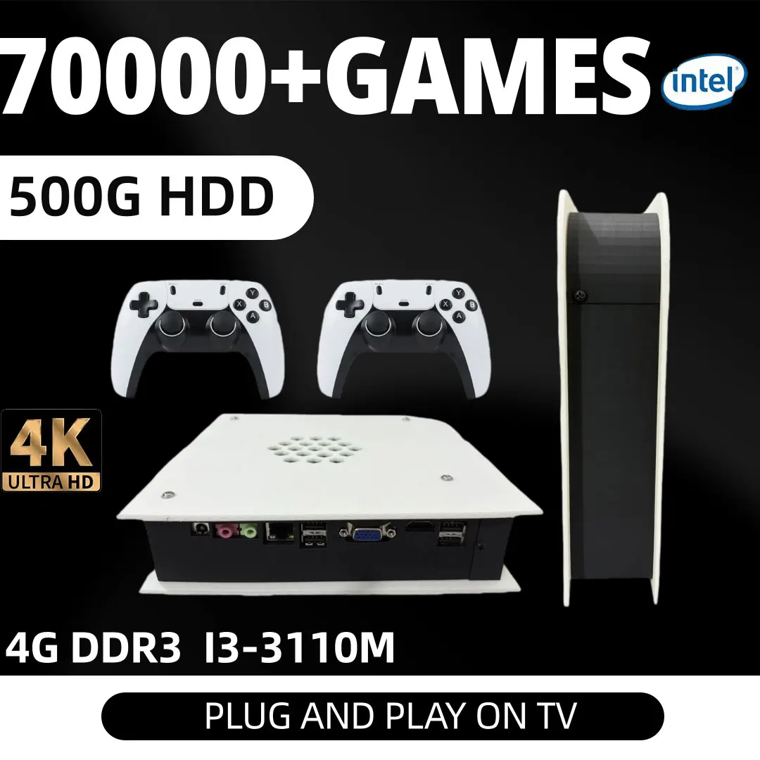 

4G Ram Retro Game Console 500G/1T Rom M15 Batocera and Win11 I3-3110M 70000+Games For Wii PS2 PSP NGC N64 Play&Plug On TV