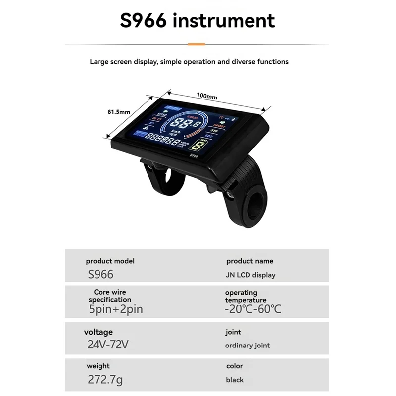 

AEB0-S966 ЖК-дисплей для электрического велосипеда, приборная панель SM5 + 2PIN + 20A, 36 В/48 В, контроллер синусоидальной волны для комплекта модификации горного велосипеда