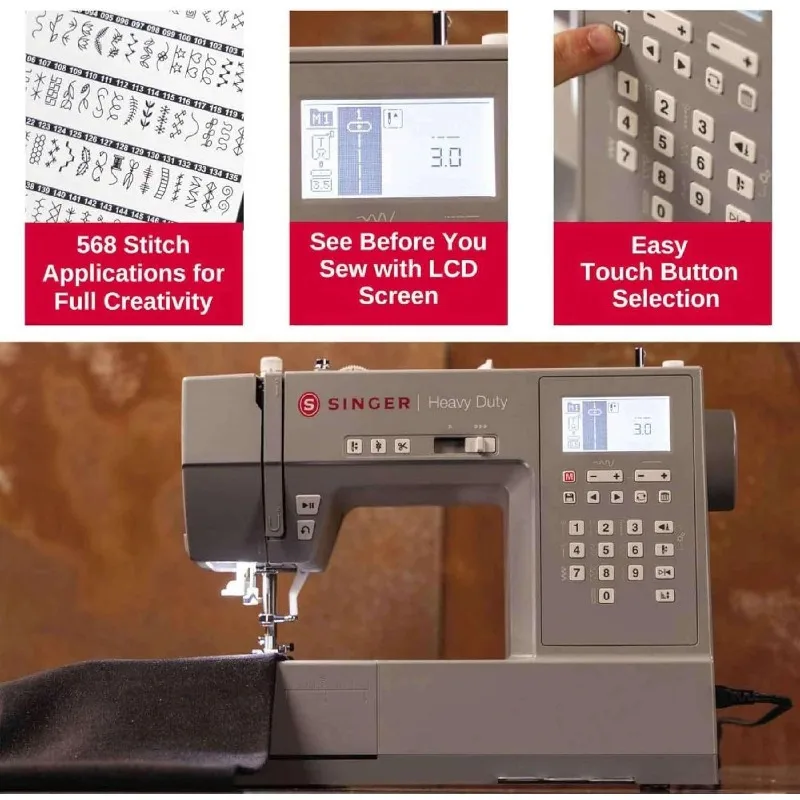 ماكينة خياطة محوسبة عالية التحمل 6800C مع مجموعة ملحقات |   محرك قوي مع قوة ثقب محسنة، 586 غرزة أ