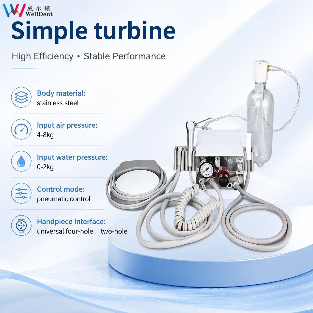 Dental Portable Turbine Unit Work with Air Compressor 3 Way Syringe 2/4 Holes Teeth Whitening Dental Equipment  Lab Tools