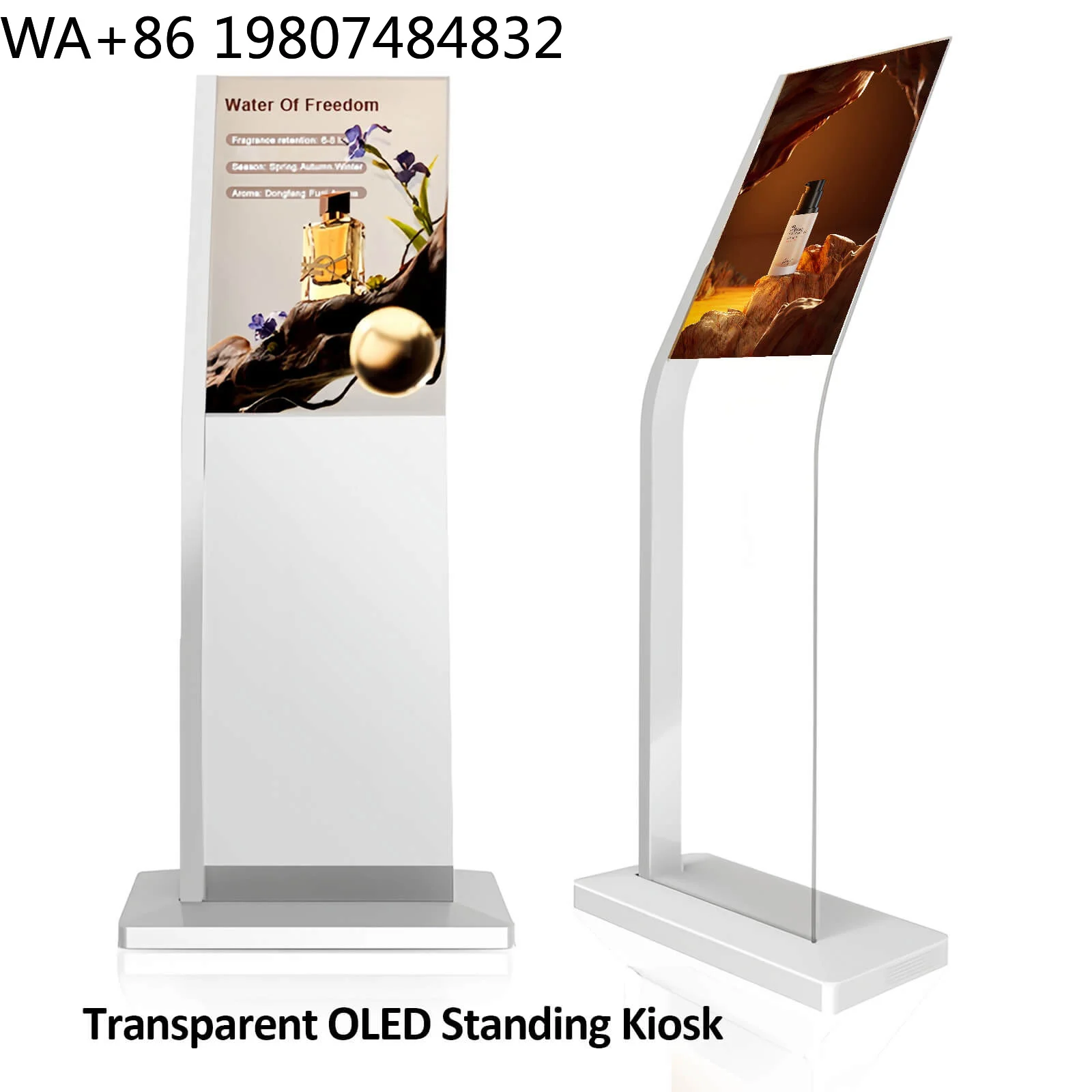 Custom Floor Standing Curved Transparent OLED Touch Display, Digital Signage for High-End Retail Museums, AliExpress