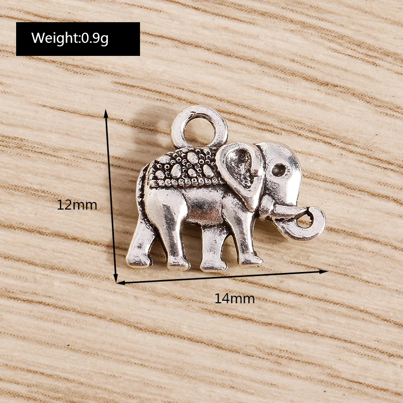 30pcs 14x12mm Cartoon Animal Charms Alloy Elephant Charms Pendants for Jewelry Making Earrings Necklace Bracelets DIY Craft Gift