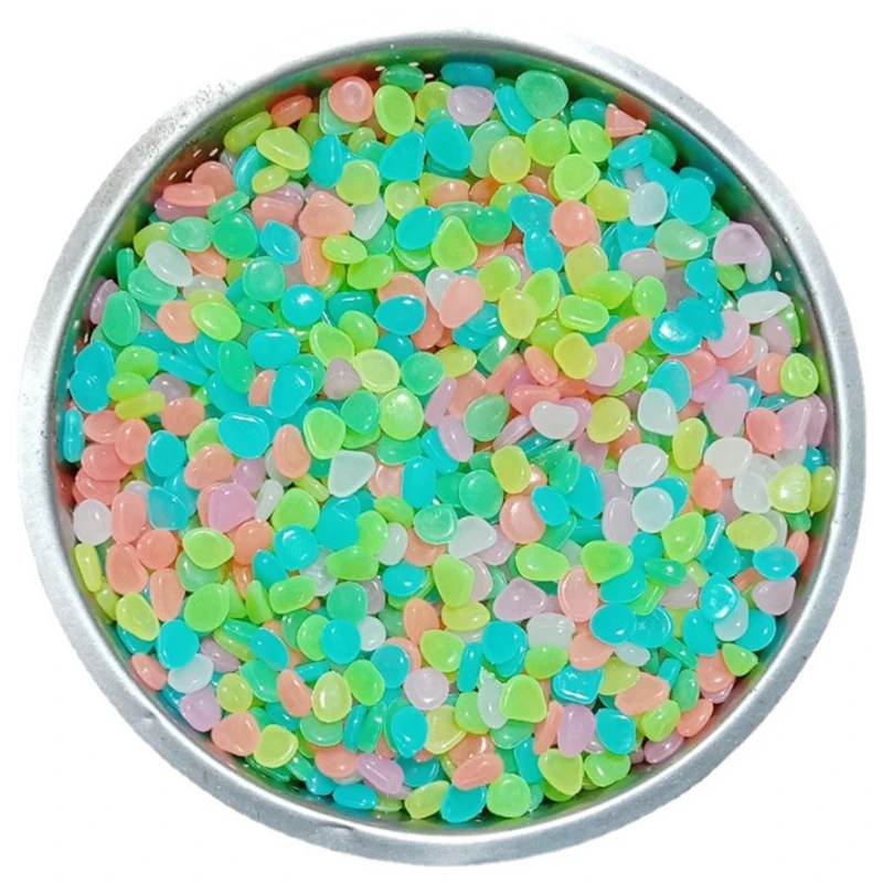 100Pcs Glow in the Dark Garden Pebbles For Sidewalk Garden Terrace Lawn Garden Patio Fish Tank Aquarium Decoration Glow Stone