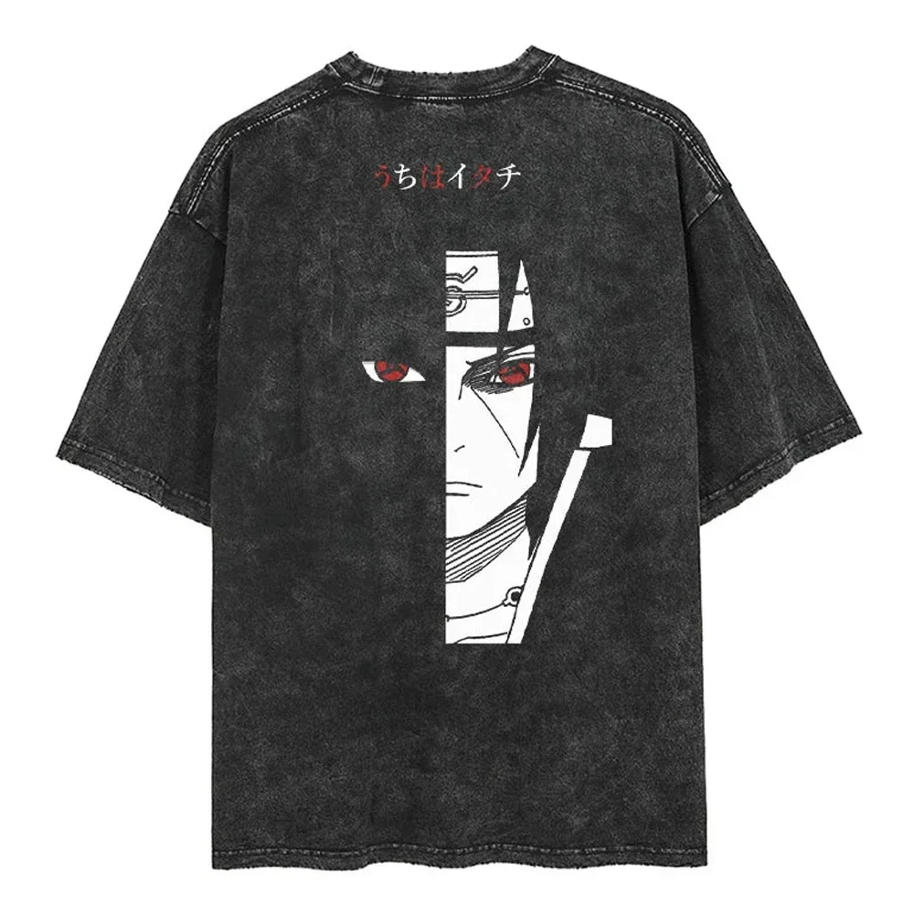 

New Men Vintage T Shirt Hip Hop Streetwear Tshirt Japanese Anime Naruto Print Tops Tees Harajuku Summer Short Sleeve T-Shirt