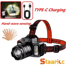 STAARICC LED Sensor Headlamp Camping Search Head Flashlight Rechargeable Powerful Head Lamp Front Lanterns Headlights 5 Styles