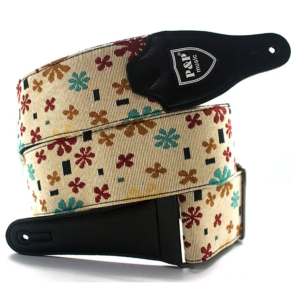 Adjustable Embroidered Cotton Guitar Strap Widening Thickening Shoulder Belt For Acoustic Electric Guitar Bass