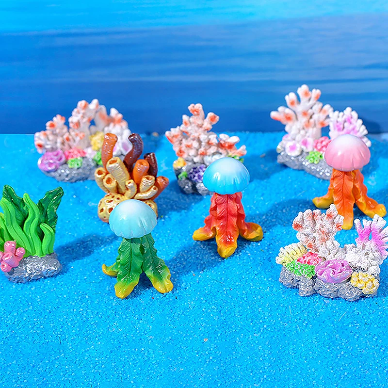 Mini Resin Simulated Coral Seaweed Aquarium Decoration Ornaments Micro Landscape