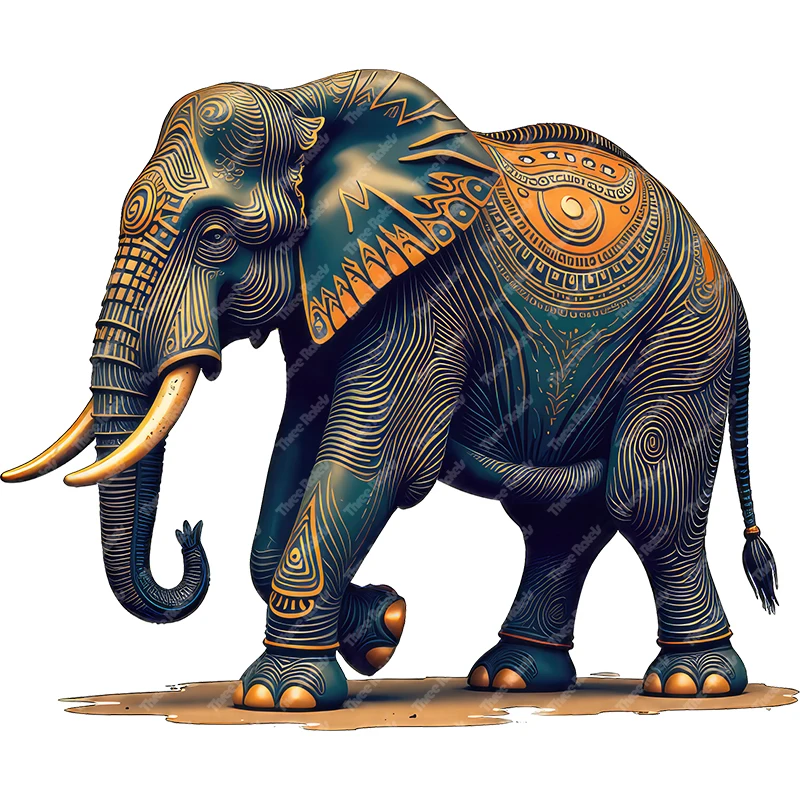 Three Ratels QO48 Beautiful patterned elephant animal art wall stickers for home decoration toilet decals