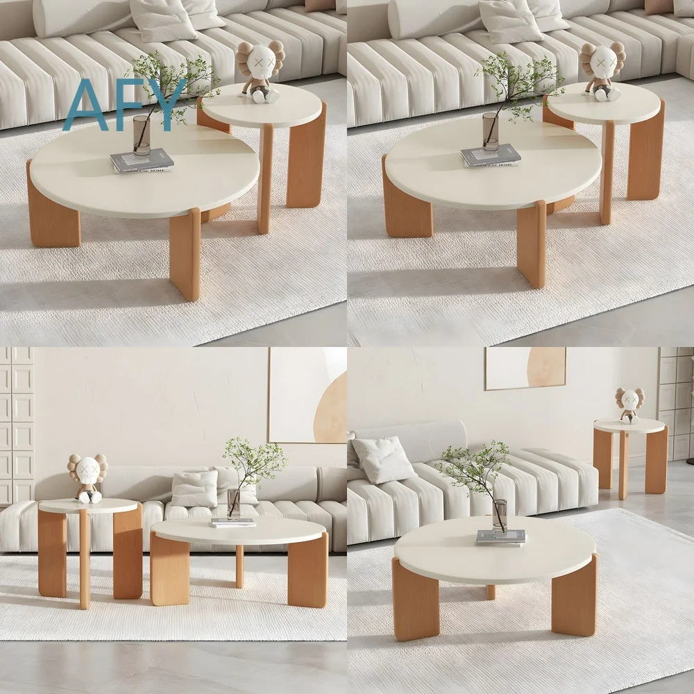Wooden Coffee Table Set for Living Room Home Decor 2 Piece Modern Minimalist Design for Sofa Area for Small Space for