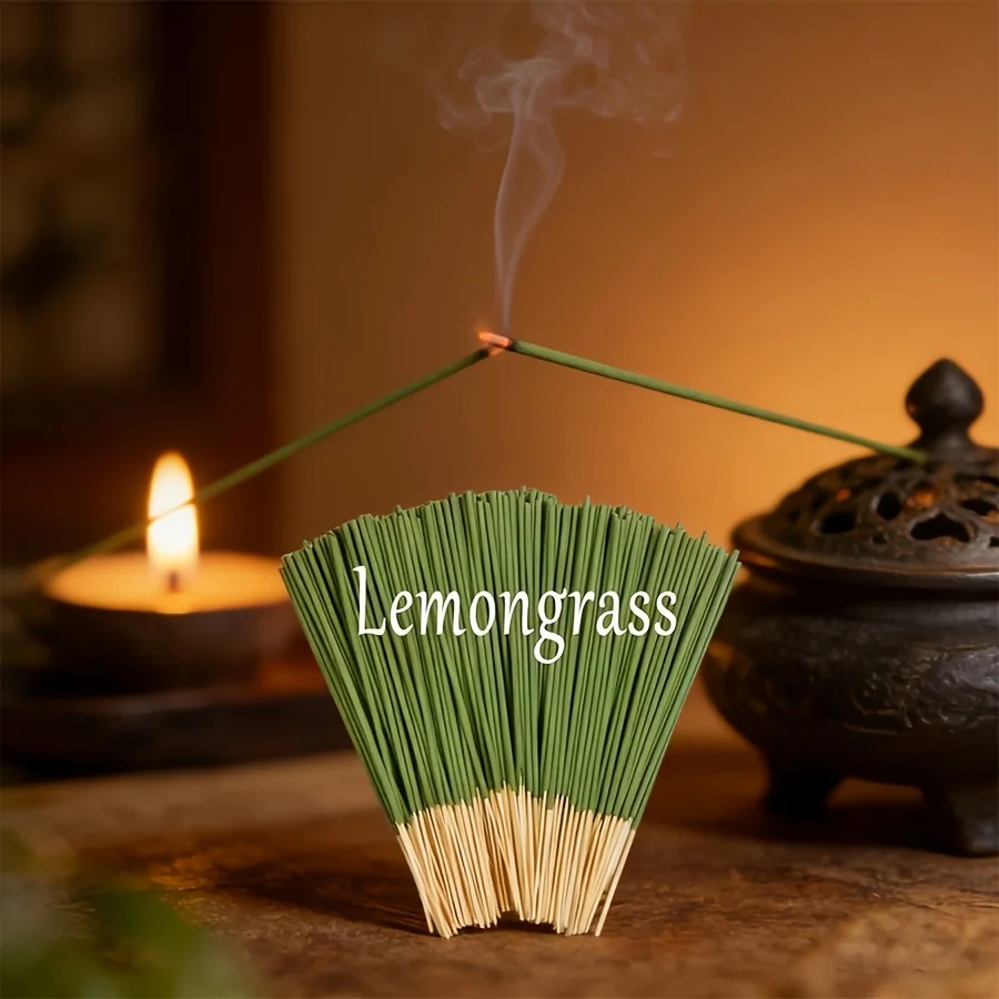 22/100pc Lemongrass Handmade Bamboo Incense Sticks Perfect for Fishing, Patios Indoor/Outdoor Yoga and Meditation Decor Holiday