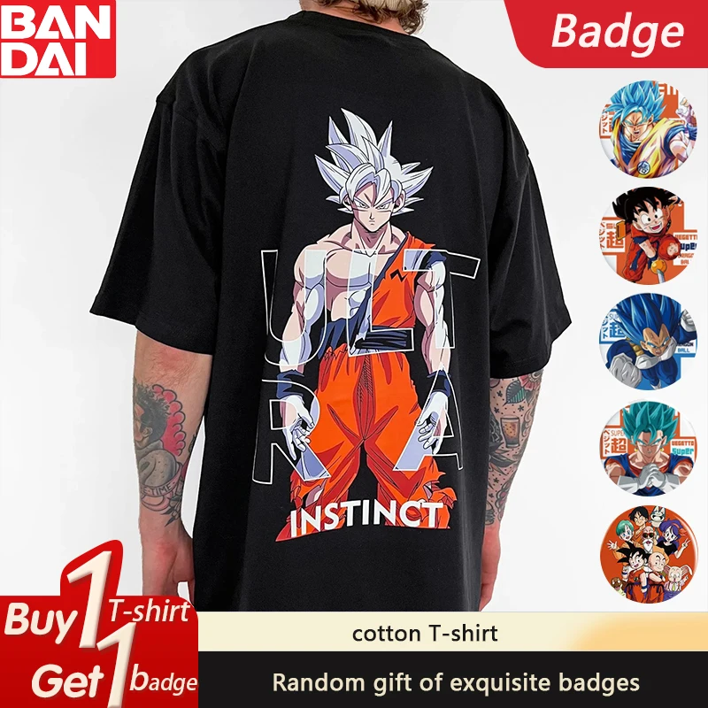 

Dragon Ball GOKU Vegeta Anime Peripheral Short Sleeve Summer Loose Harajuku Men's and Women's Cotton T-Shirt ins
