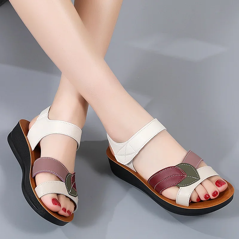 2024 Big Size Casual Soft Breathable PU Sandals Shoes For Women Wedges Platform Chaussure Femme Ladies Trainers Zapatos Mujer