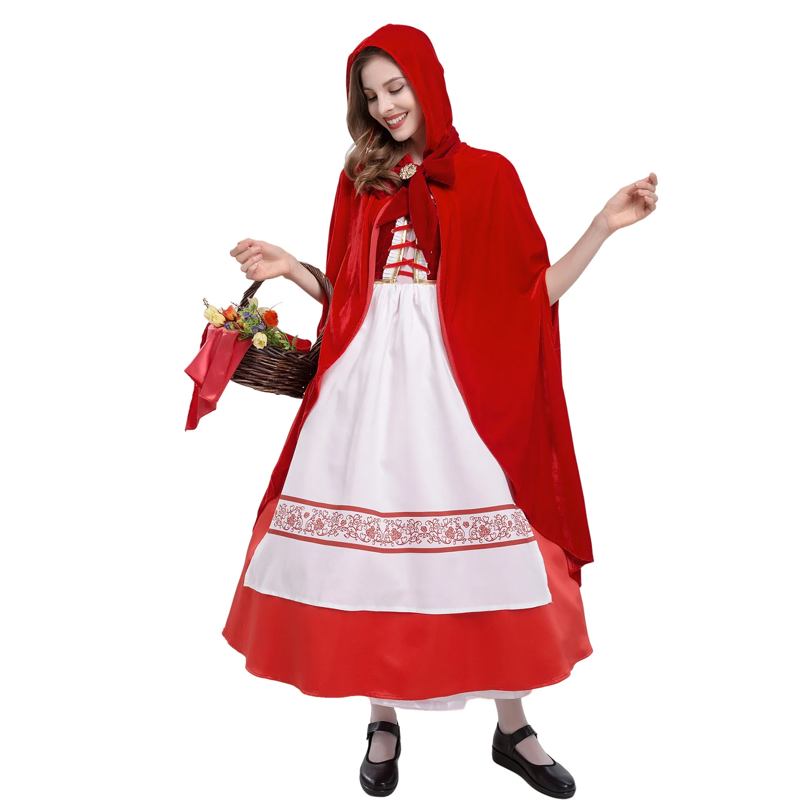 Parent-Child Little Red Riding Hood Costume Cape Dress Carnival Halloween Playsuit Fairy Tale Cosplay Fancy Party Dress