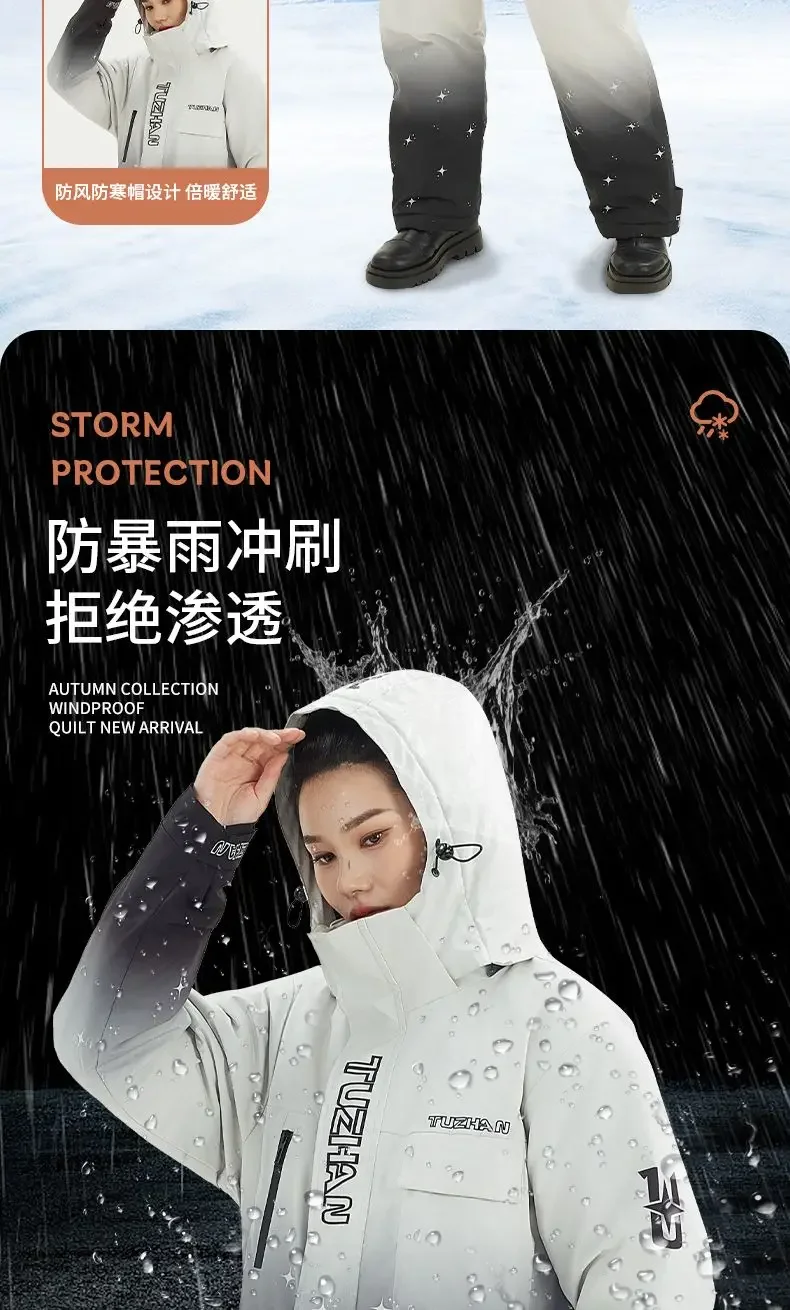 useful Ski Clothing Fishing Clothing Velvet Thickened Waterproof and Warm Cycling Cold Clothing Electric Vehicle Zipper Trench C