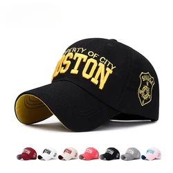 Boston 3D Letter Embroidered Baseball Cap For Women Men Casual Outdoor Sports Curved Brim Visor Hats Unisex Hip Hop Dad Caps