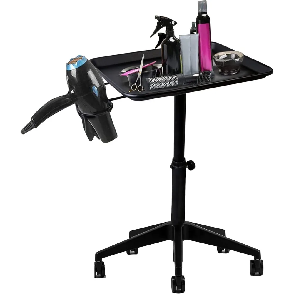 

Premium Hair Salon Tray, Tattoo Tray on Wheels Rolling Cart Aluminum Station Trolley Instrument Barber Table Furniture