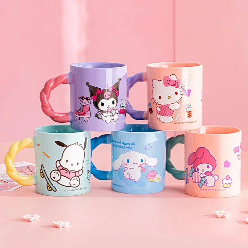 

Hello Kitty Kuromi Sanrio Ceramic Mug Cute Coffee Cup for Office Couple Gift High Quality A warm little gift for girls