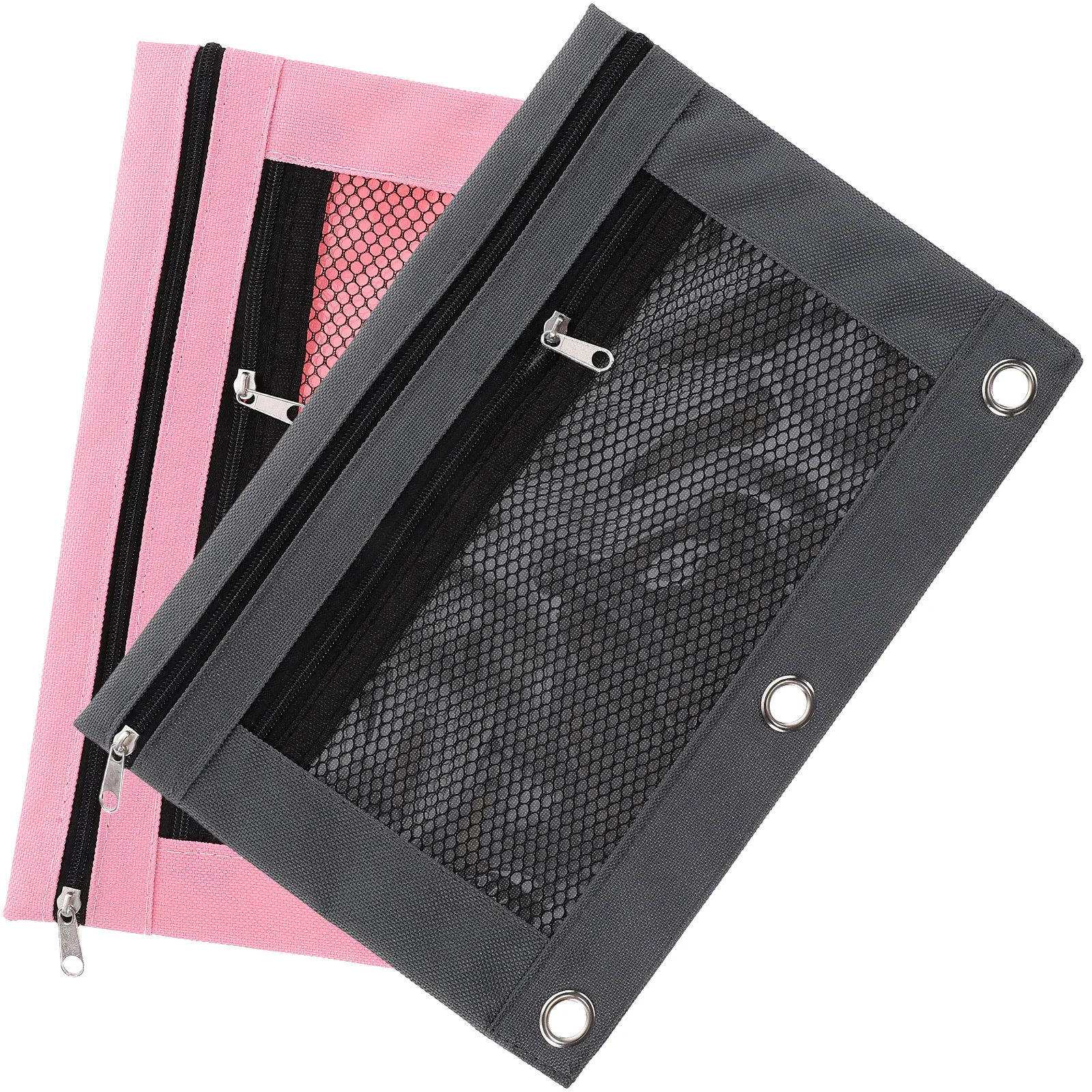 

2 Pcs Double-layer Pencil Bag Binder Holder Pouch Case for with Pocket Zipper Travel