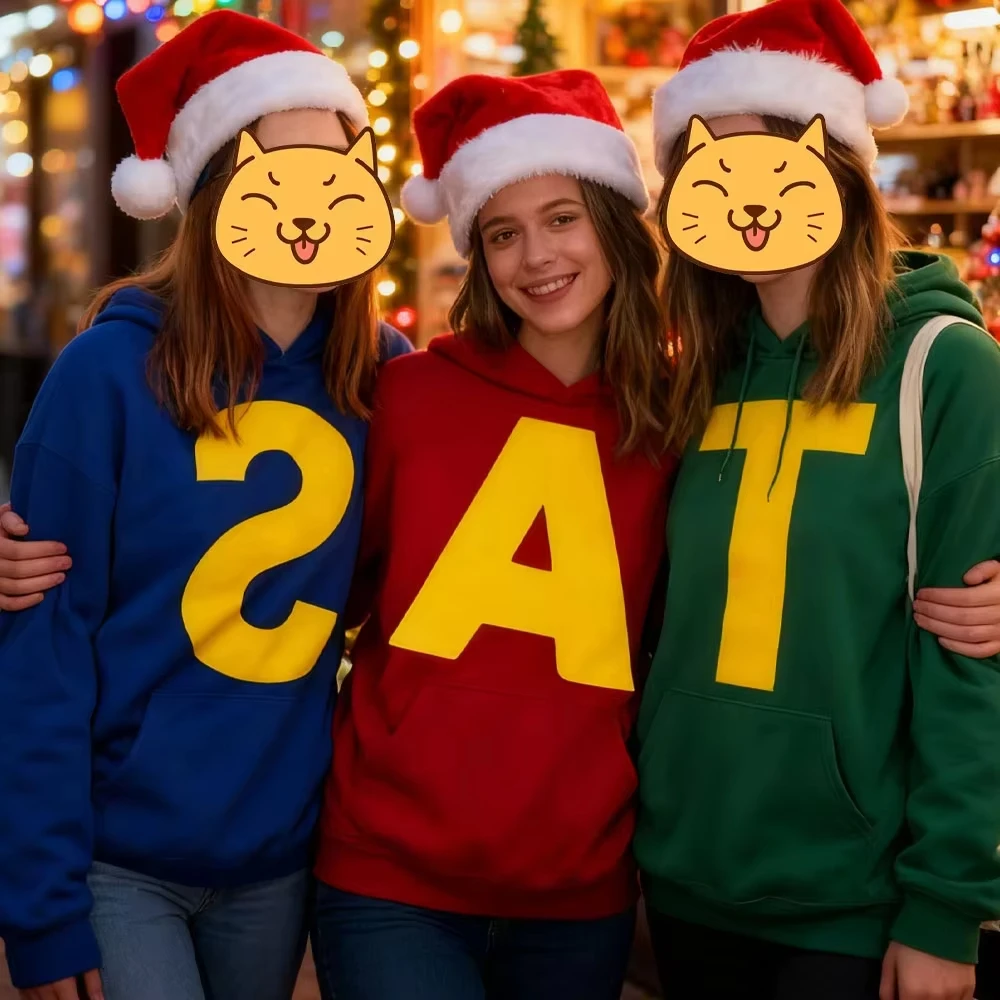 Unisex Alvin und die Chipmunks Weihnachtsgeschenk Cartoon Hoodie Langarm Film Promo Animation Sweatshirt für alle Altersgruppen – Detail 5