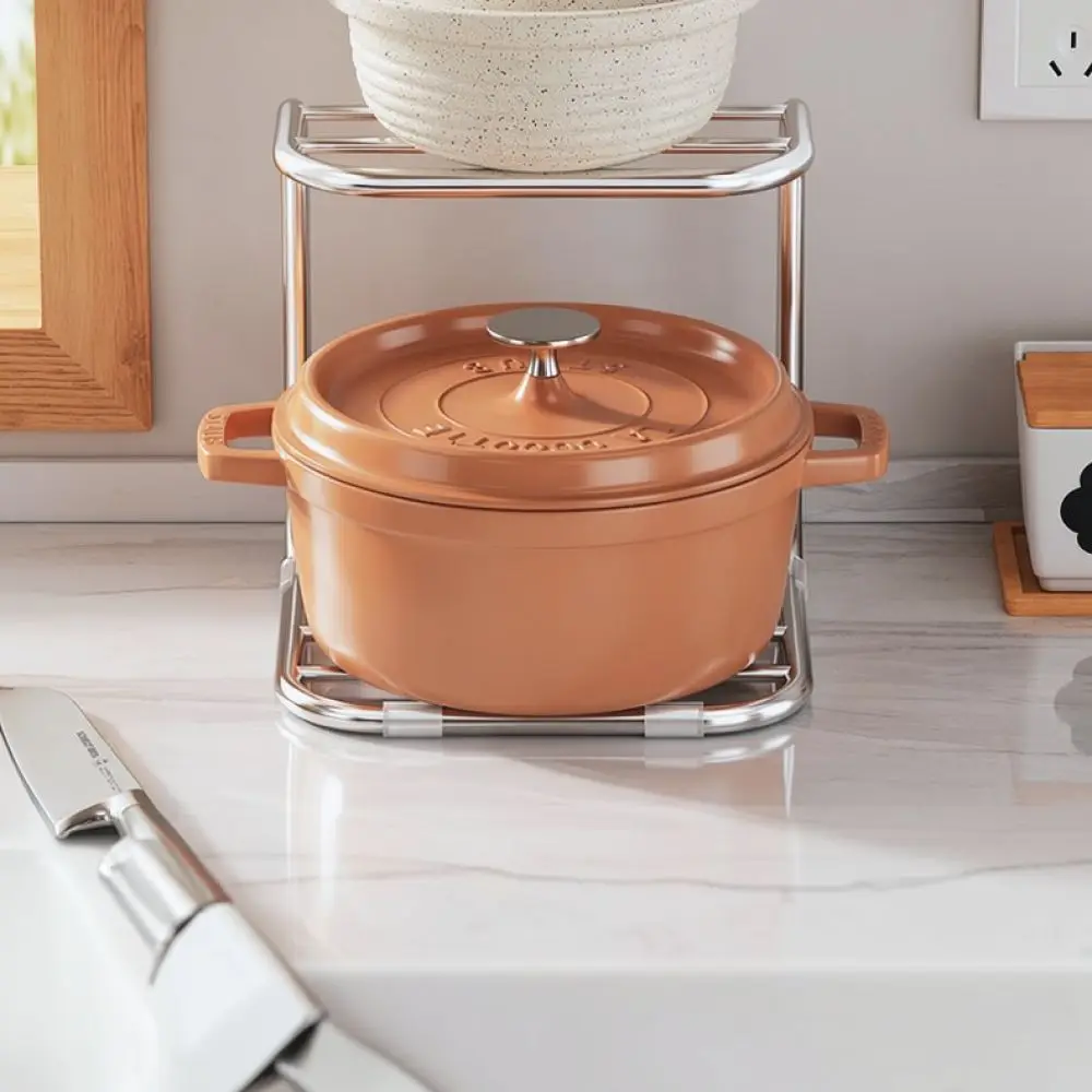 Modern Kitchen Corner Storage Rack 304 Stainless Steel Pot Holder Organizer Countertop Cabinet Shelf Space Organizer
