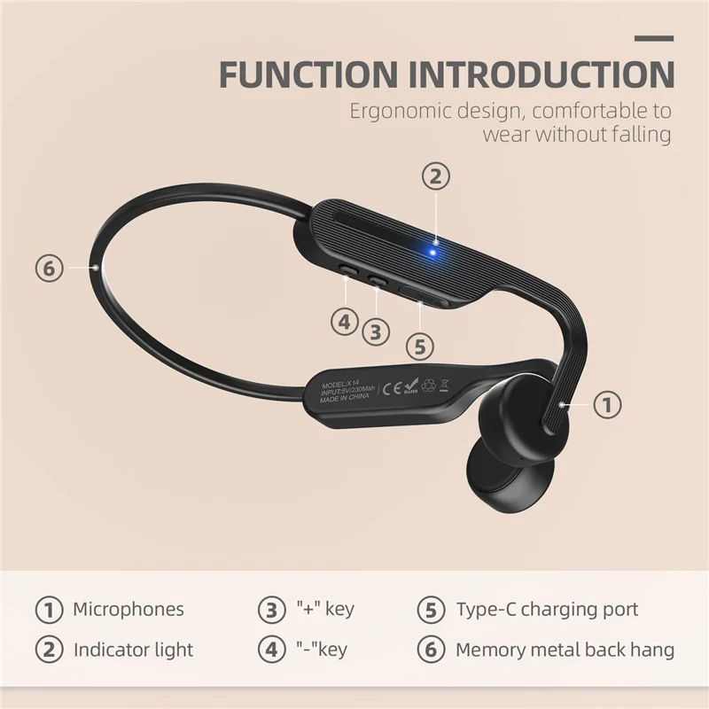 Bone Conduction Headphones, Wireless Bluetooth 5.0 Headphones, Open Ear Headphones for Running, Cycling, Driving, Hiking