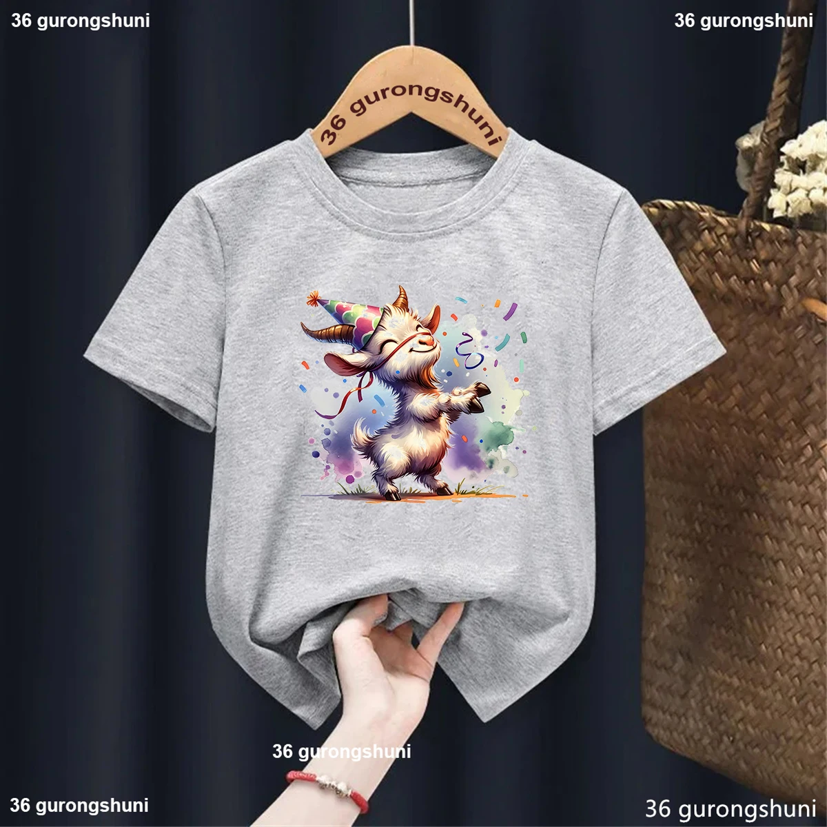 Cute Goat Birthday Cartoon Print Boys T Shirt Gives Children Birthday Gifts Clothing Tshirt Fashion Boys Girls Universal Clothes