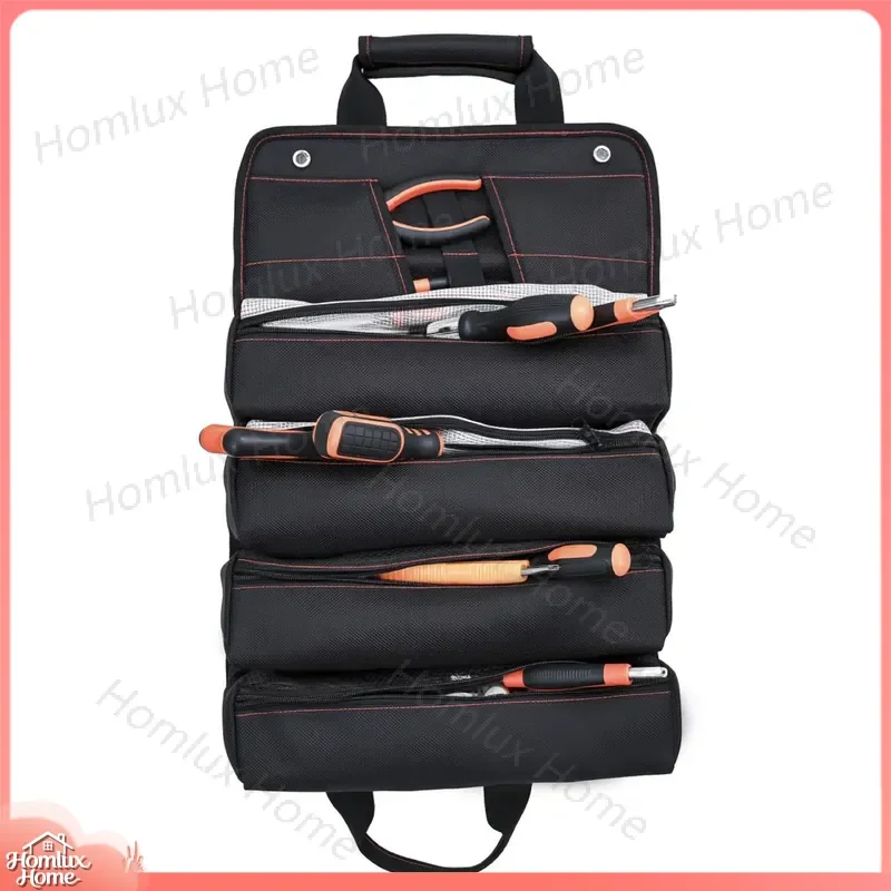Heavy Duty Folding Tool Bag with Roller Kit Wear Resistant Storage for Tools Hardware Handbag Portable Rolling