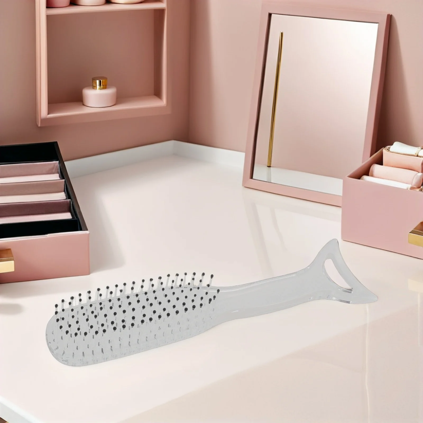 

Расческа для распутывания волос «Русалка», нейлоновая щетина, антистатическая щетка для массажа кожи головы, инструмент для укладки волос, прозрачный женский инструмент