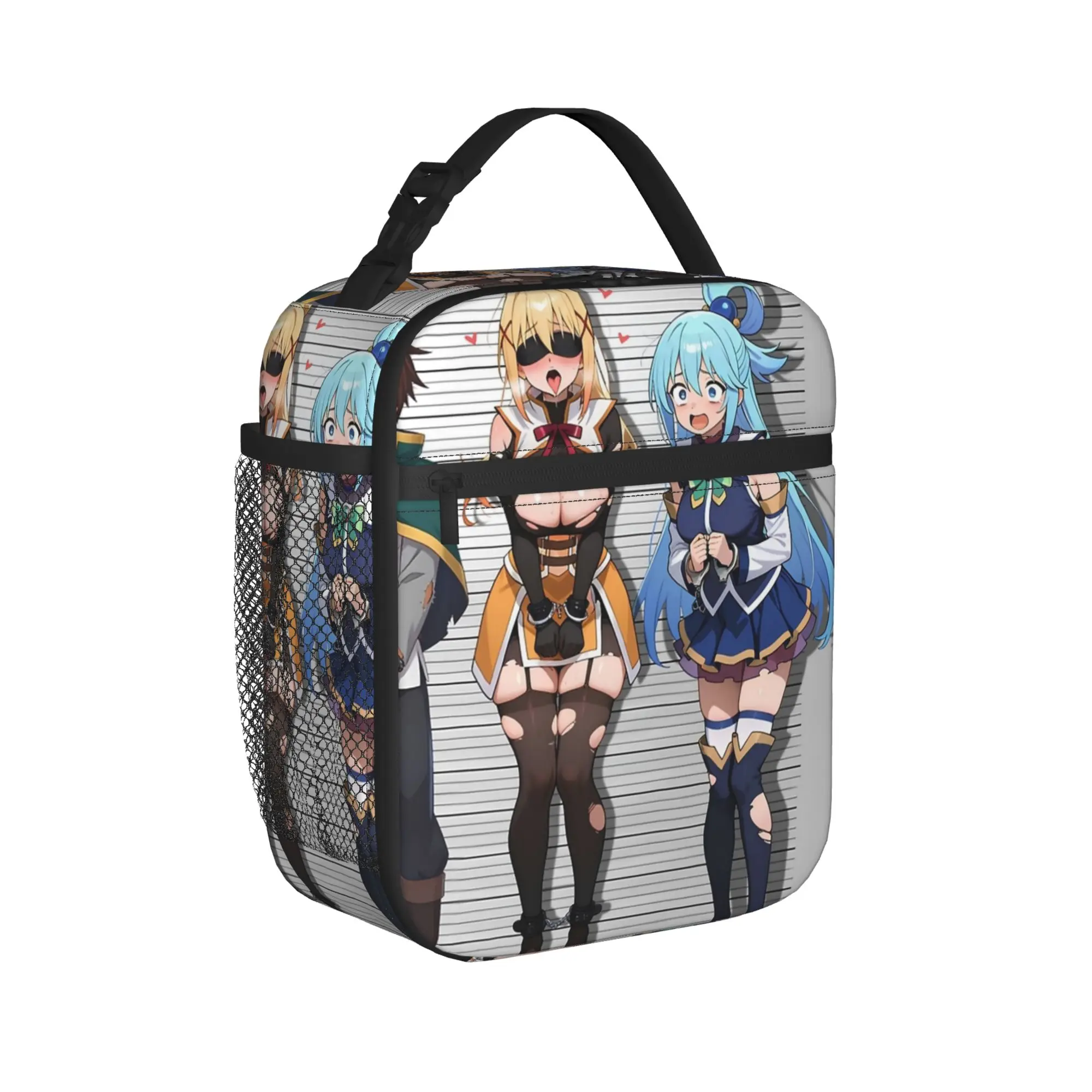 Konosuba Getting Arrested Funny Meme Insulated Lunch Bag Cooler Bag Meal Container  Portable Tote Lunch Box Food Storage Bags