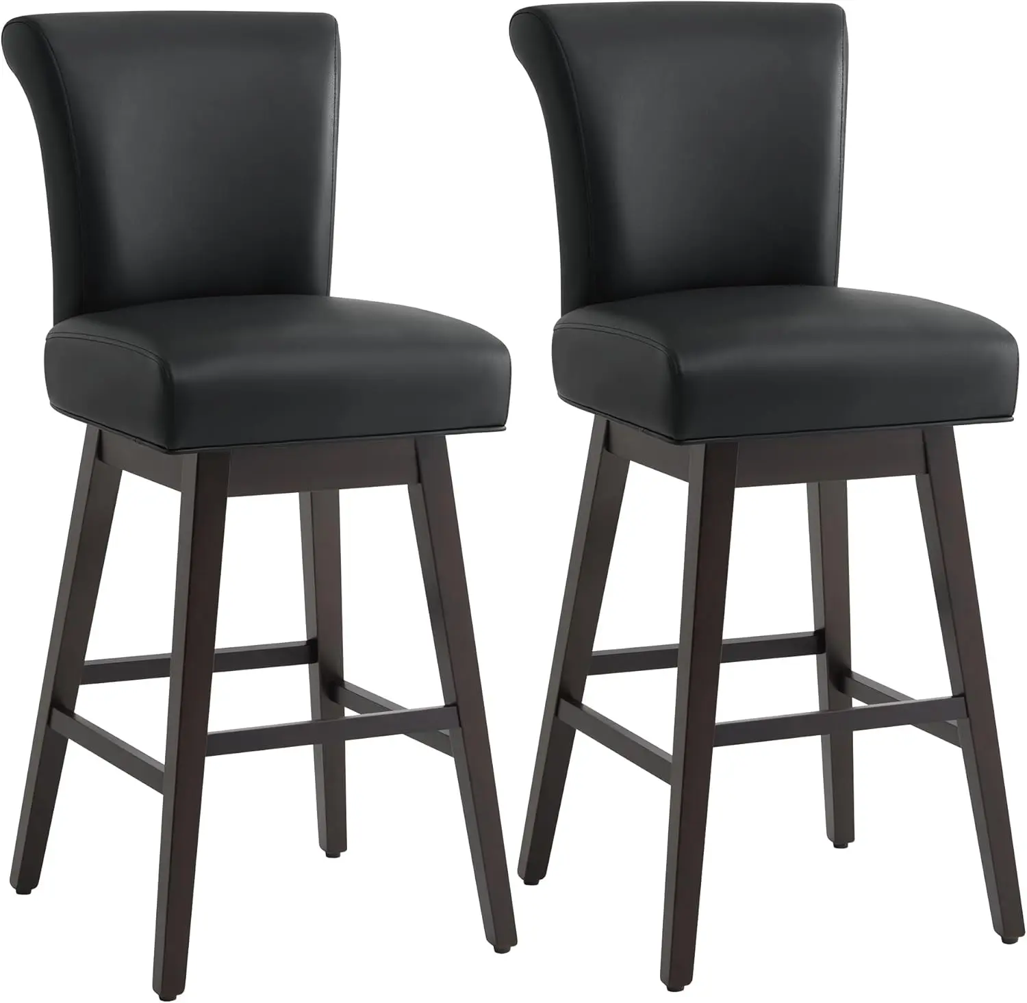 30 Inch Counter Height Swivel Bar Stools Set of 2,FSC Certified Modern Upholstered Faux Leather Swivel Barstool Chairs with Back