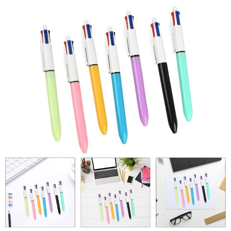 6 Pcs Retractable Ballpoint Pen Multicoloured Pen Ballpoint Pen 4 in 1 Shuttle Pen Office School Supplies for Student