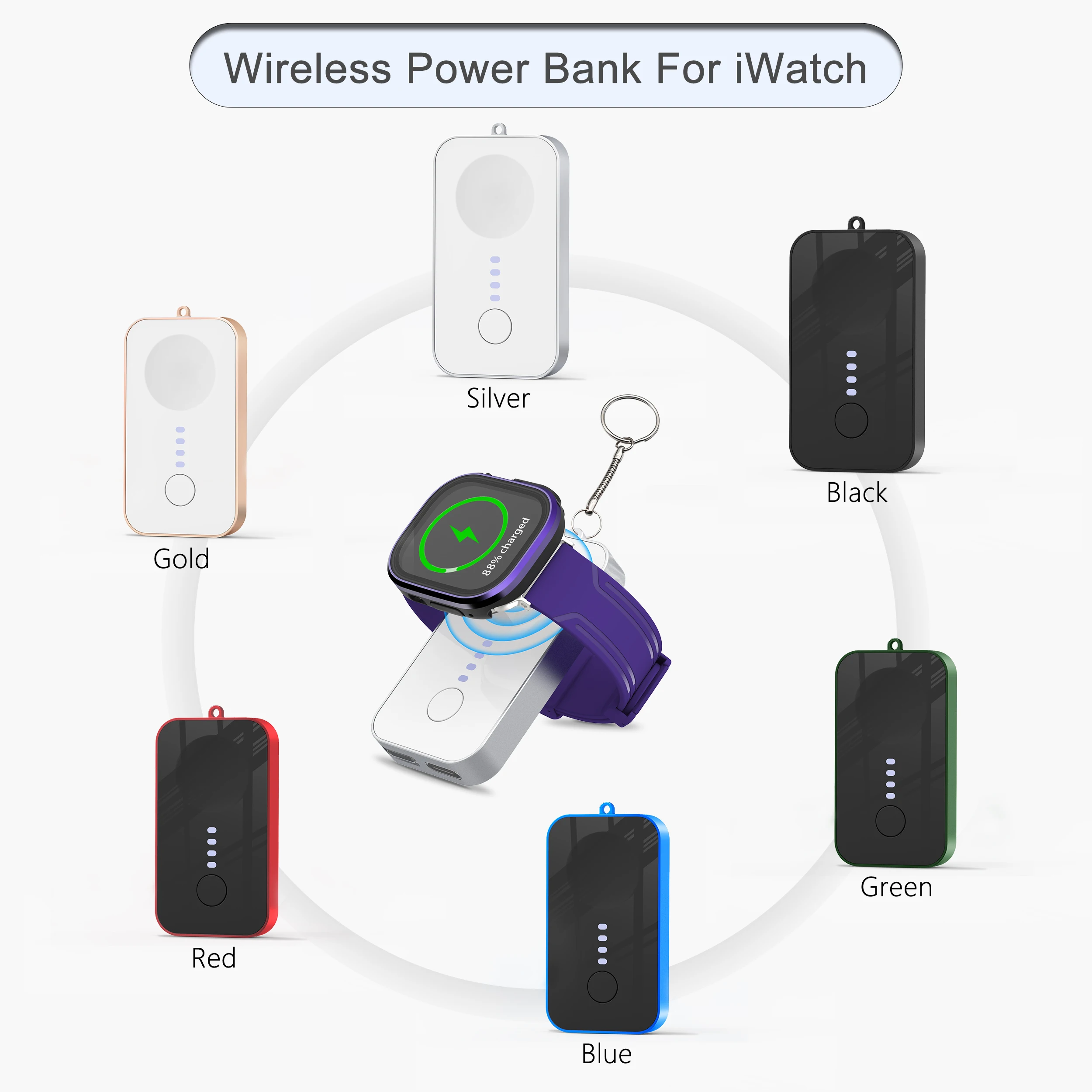 애플 워치용 무선 마그네틱 보조배터리, 아이워치 시리즈용 미니 충전기, 울트라 휴대용 충전 배터리 보조베터리, 1200mAh