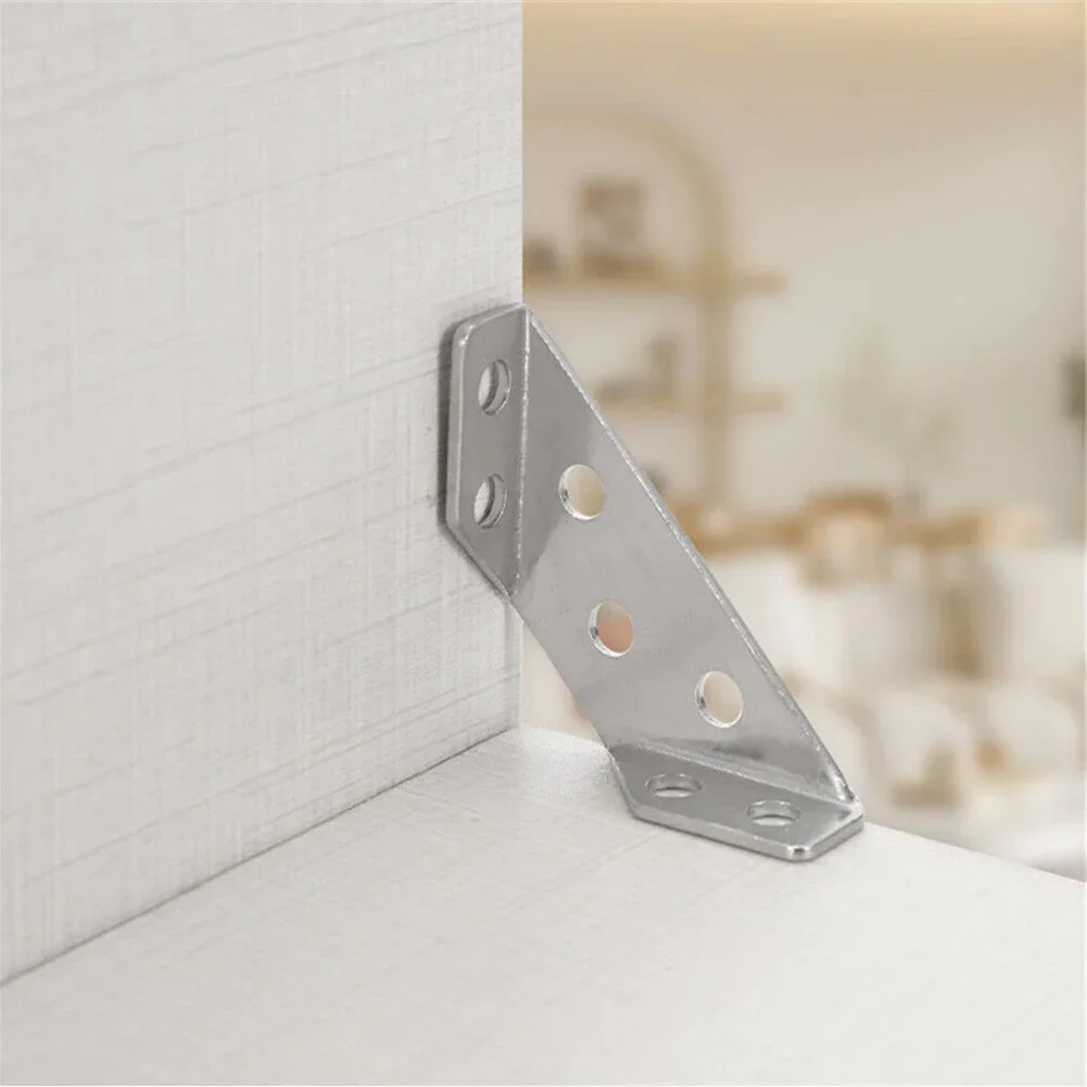 10pcs Universal Furniture Angle Corner Connector Stainless Steel Support Bracket Thickened Corner Code Right Angle Fixator