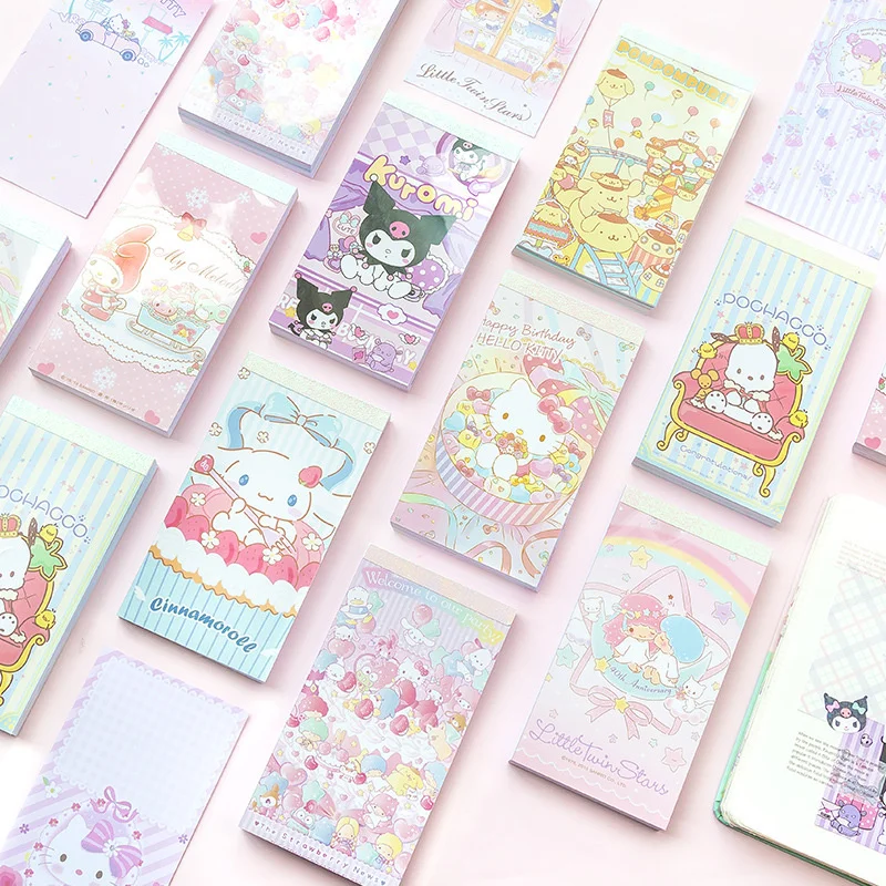 

8pcs/lot Sanrio Kuromi Melody Kitty Memo Pad Pochacco Sticky Notes Stationery Card Notepad Planner Sticker Post School Supplies