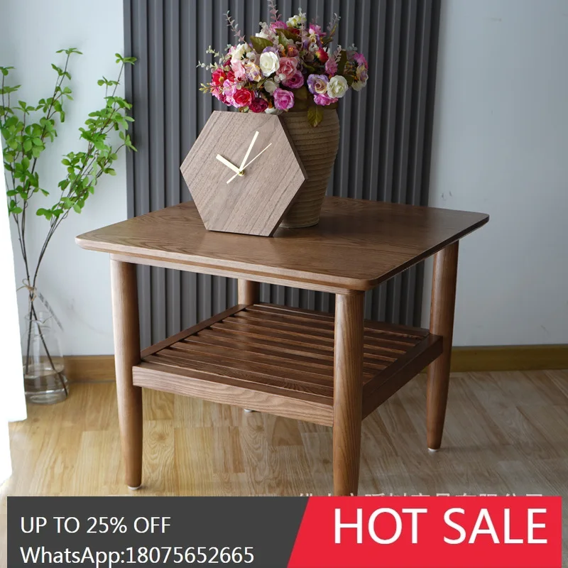 

SGF Solid Wood Coffee Table Nordic Modern Simple Side Table Double Layer Sofa Table