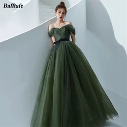 Bafftafe Sparkly A Line Tulle Korean Lady Prom Dresses Formal Customized Pleated Evening Gowns Women Formal Occasion Party Dress