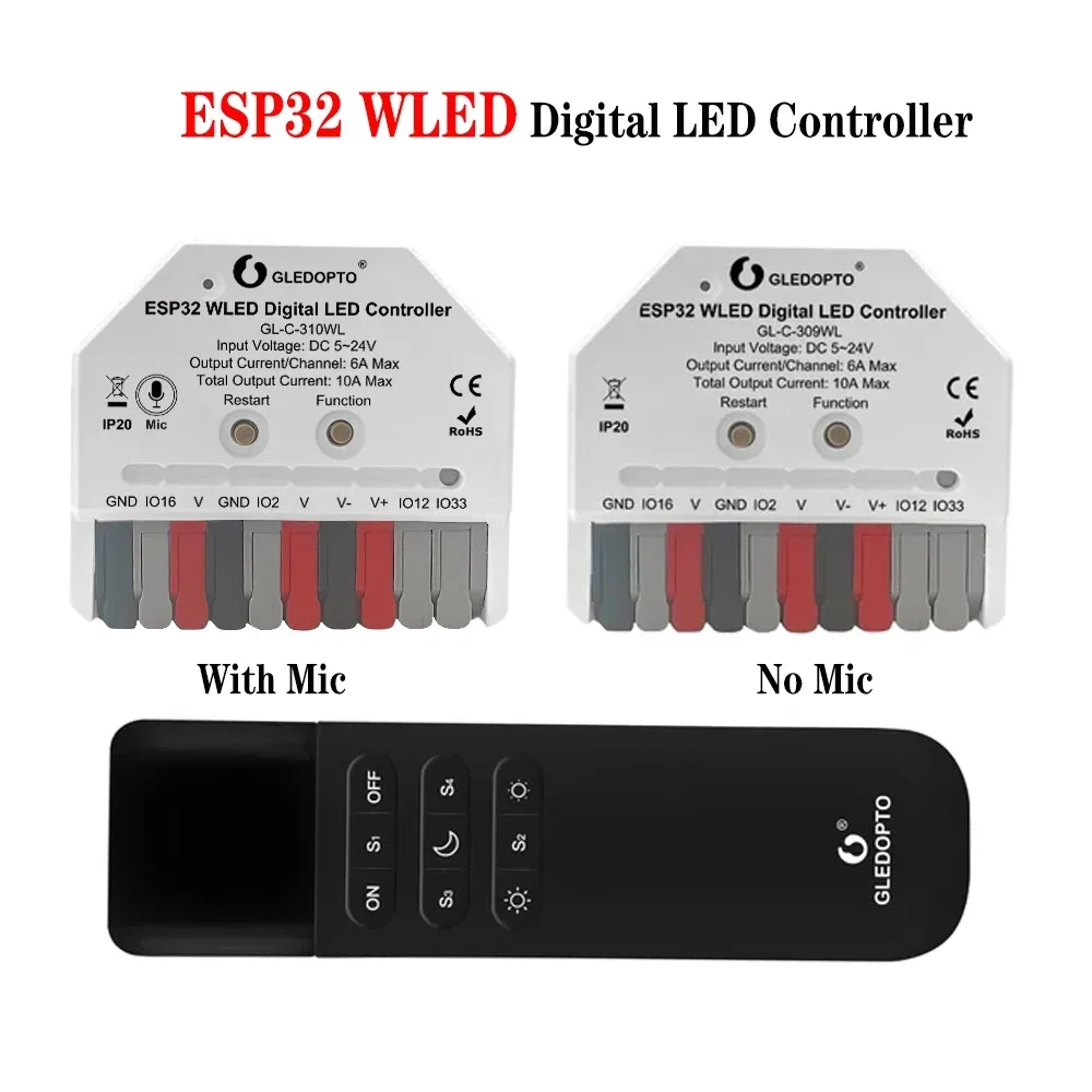 GLEDOPTO ESP32 Mini WLED LED Controller Music Dynamic Modes Use For WS2811 WS2812 SK6812 TM1814 WS2813 WS2815 Strip