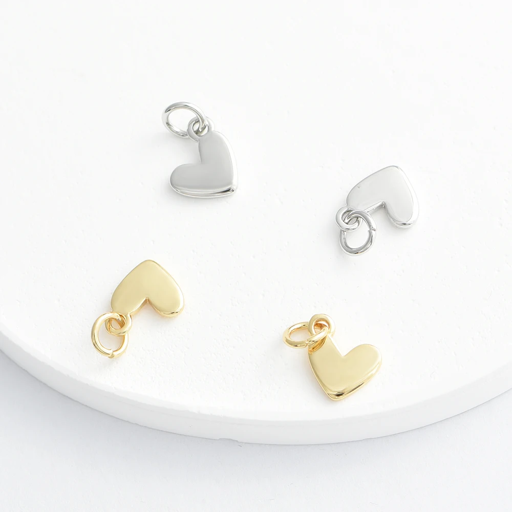 4PCS 9*9MM Heart Charms Pendants 18K Gold/Rhodium Color Brass Jewelry Making Materials Wholesale Accessories For Women image 5