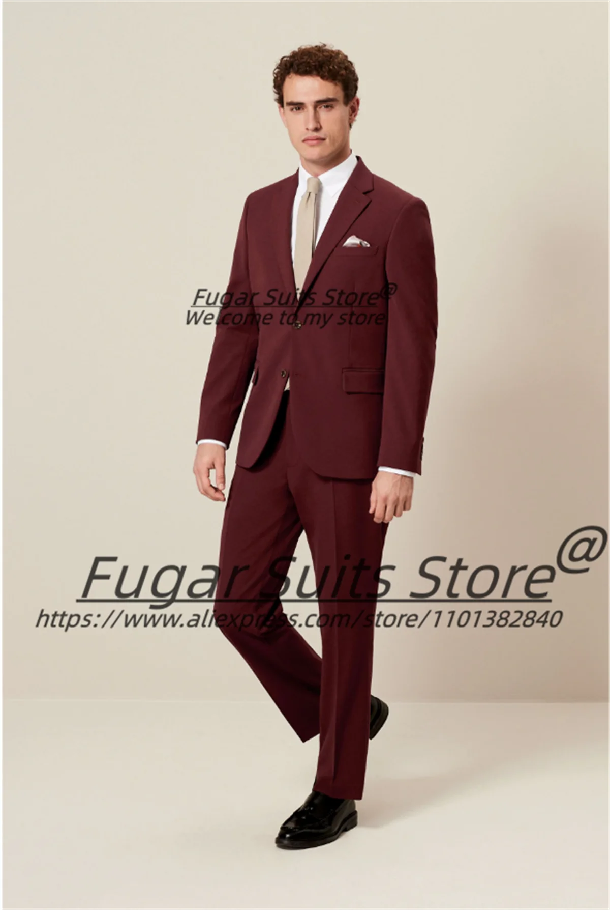 Handsome Red Wedding Suits For Men Slim Fit Notched Lapel Groom Formal Tuxedos 2 Pieces Sets Business Male Blazers Ropa Hombre