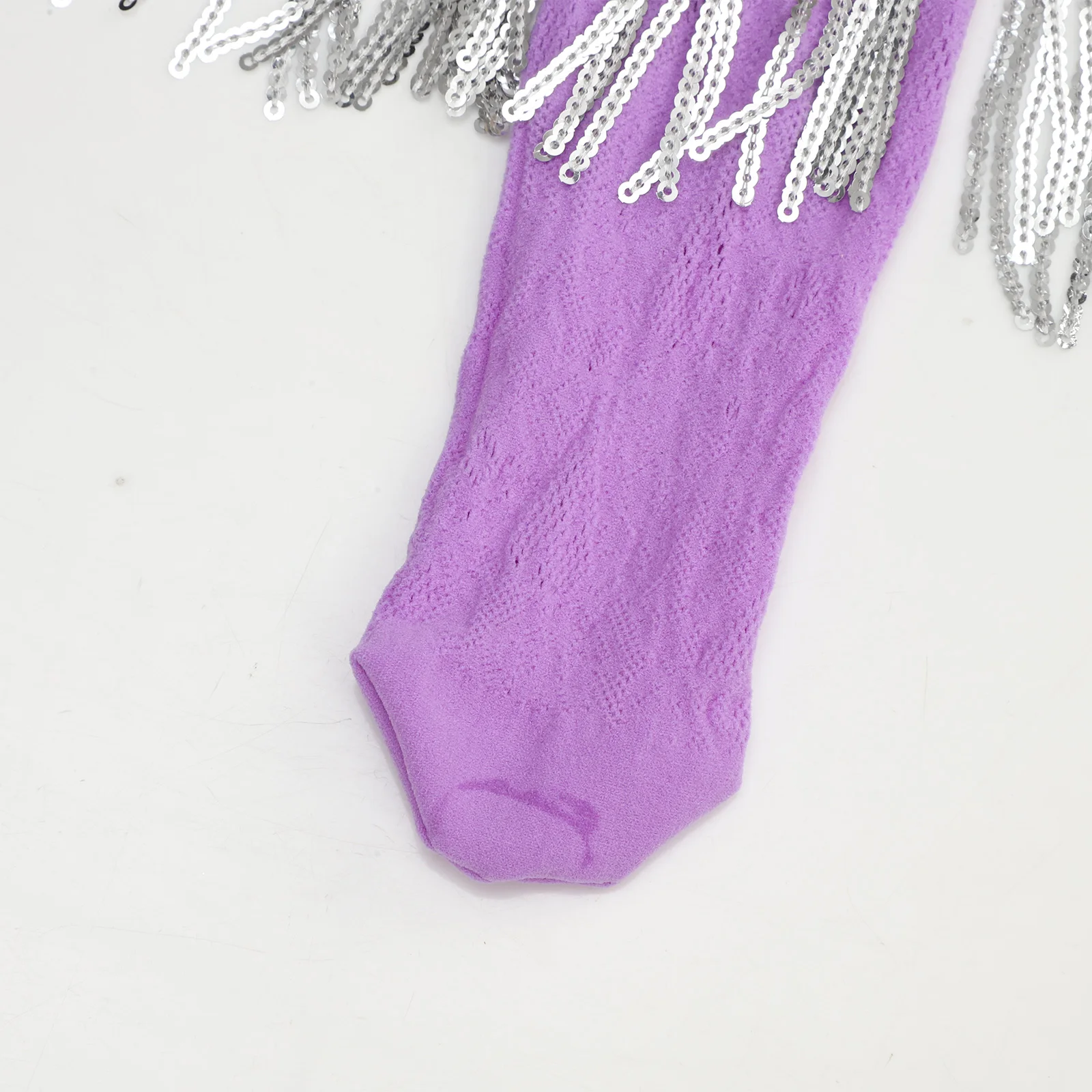 1 زوج سباركلي الترتر شرابة الجوارب النساء الرجعية بلون منتصف جوارب أنبوبية نمط جوفاء مزين تخزين زي اكسسوارات