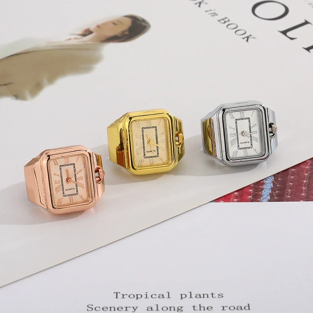 Ring Horloge Klok Elastische Rekbare Metalen Band Quartz Horloges Mannen Vrouwen Man Vinger Reloj