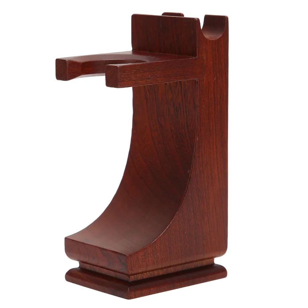 Wood Razor Shaving Brush Holder Stand Wine Red Height 12cm Bathroom Shaving Tool Storage Rack Men Barber Shaving Organizer