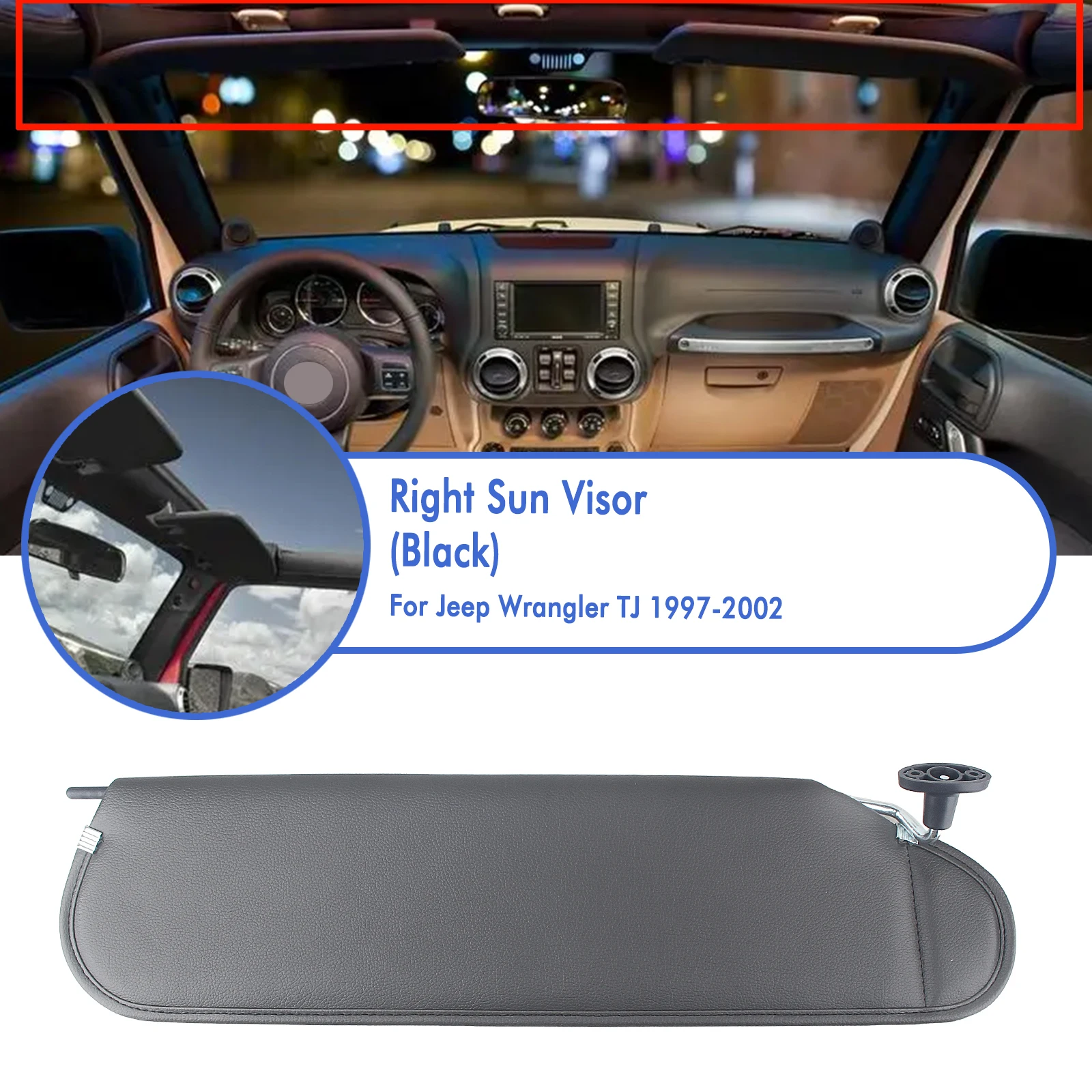 Car Sun Visor Front Shade Blind Cover For Jeep Wrangler TJ 1997 1998 2000 2001 2002