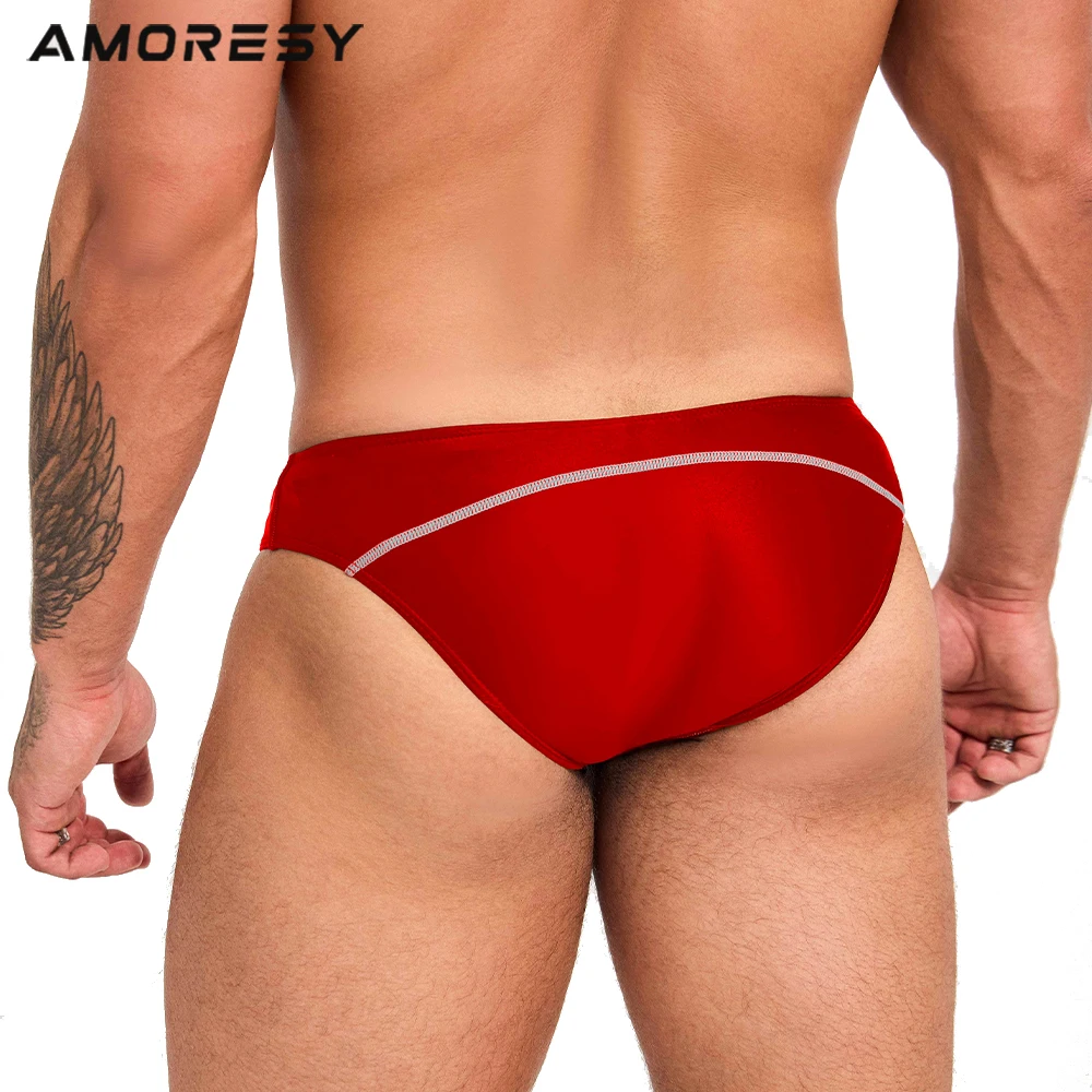 Amoresy-Low Waist Breathable Sports Leggings Pant, Ice Silk, Color Matching Underwear, Underpants Briefs