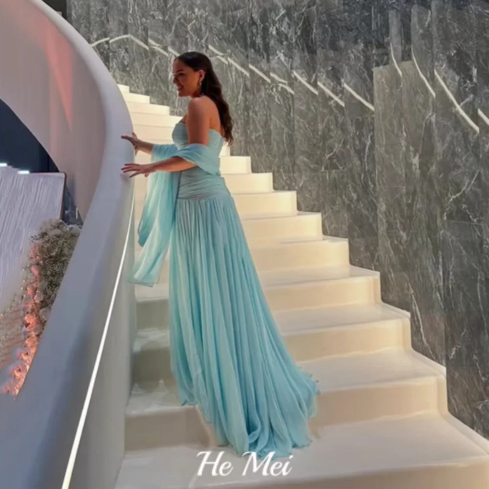 Maßgeschneiderte Partykleider, elegantes, bodenlanges Chiffon-Abschlussballkleid, schlichtes, trägerloses Abendkleid in A-Linie