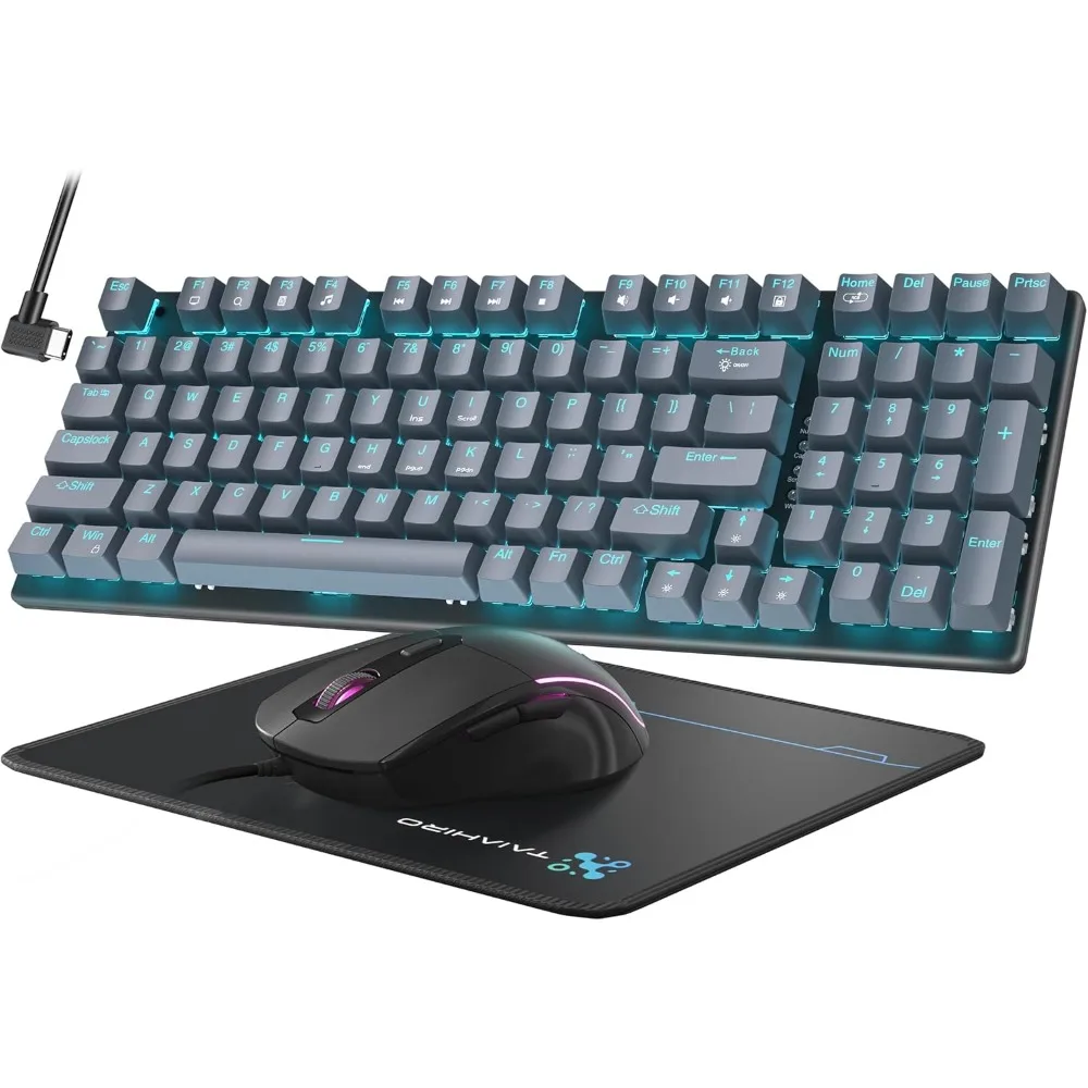 98-Key Floating Keycap Gaming Keyboard, 4 DPI RGB Mouse & Pad, Wired Accessories for MAC PC Gamers