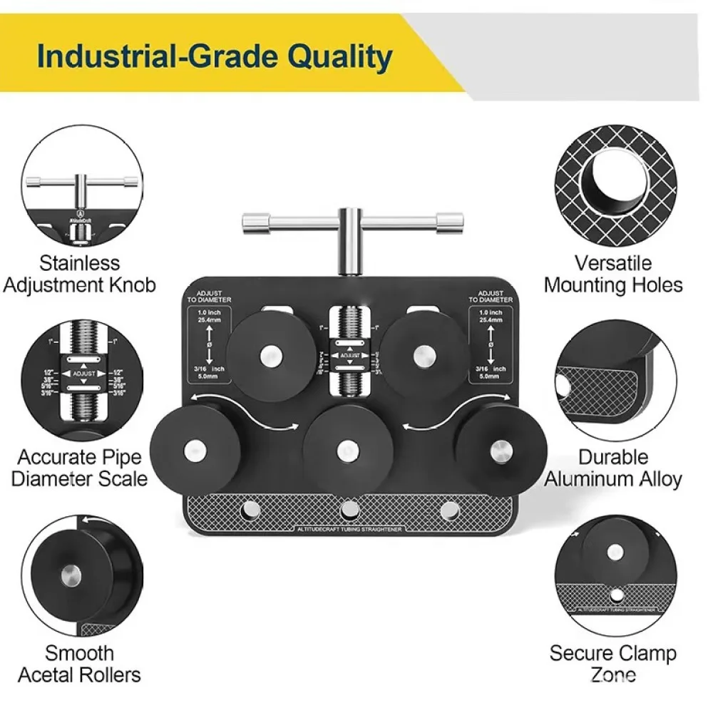 Adjustable Roller Tubing Straightener For Metal Brake Lines Plumbing Pipe Maintenance Automotive Repair Industrial Construction