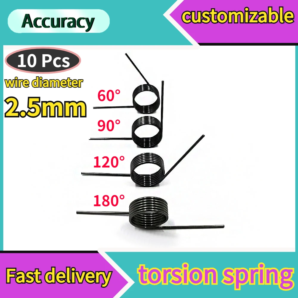 10 Pcs 2.5 mm Spring Steel Small V Shaped Coil Torsion Spring 60 90 120 180 Degree Spring Clip 3 Laps 6 Laps 9 Laps Coil